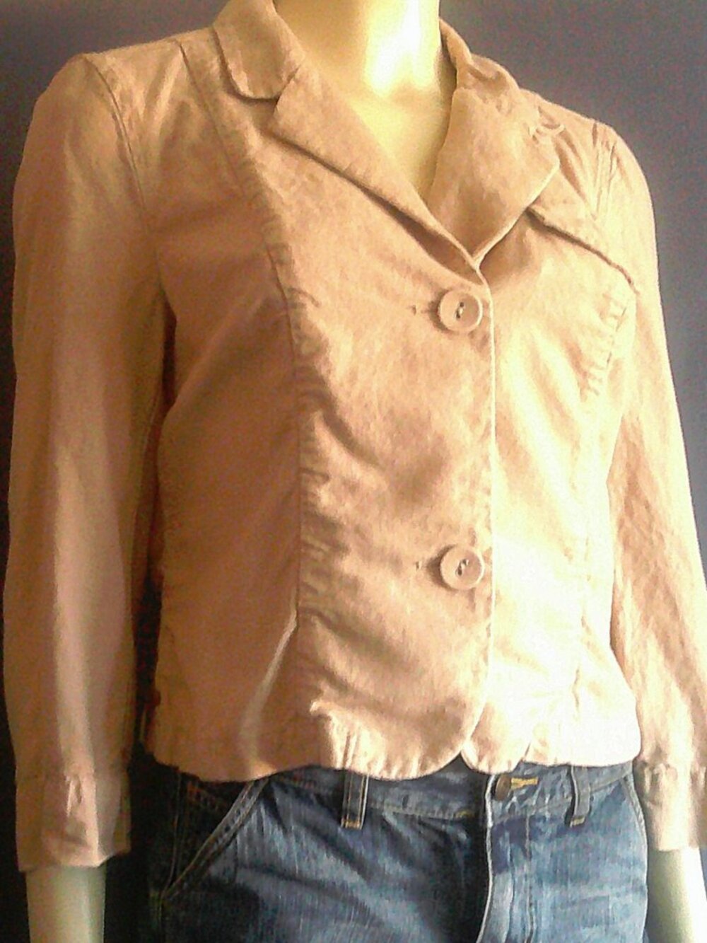 Gap Khaki Neutral Cropped Linen Blend Jacket 12